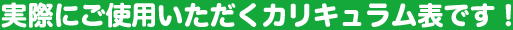 実際にご使用いただくカリキュラム表です!